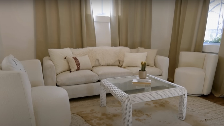 white and beige living room