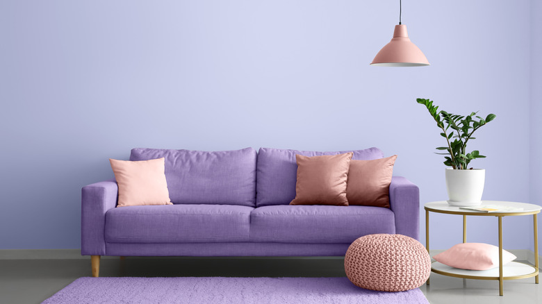 Light purple living room with sofa