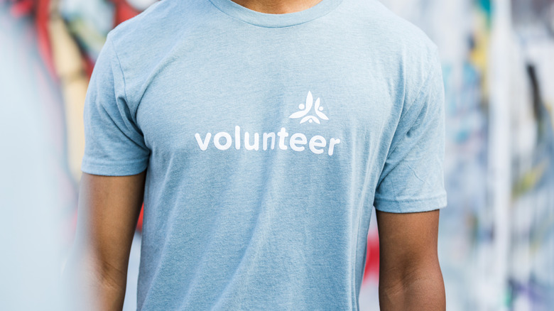 Close-up of shirt with "volunteer" across the front