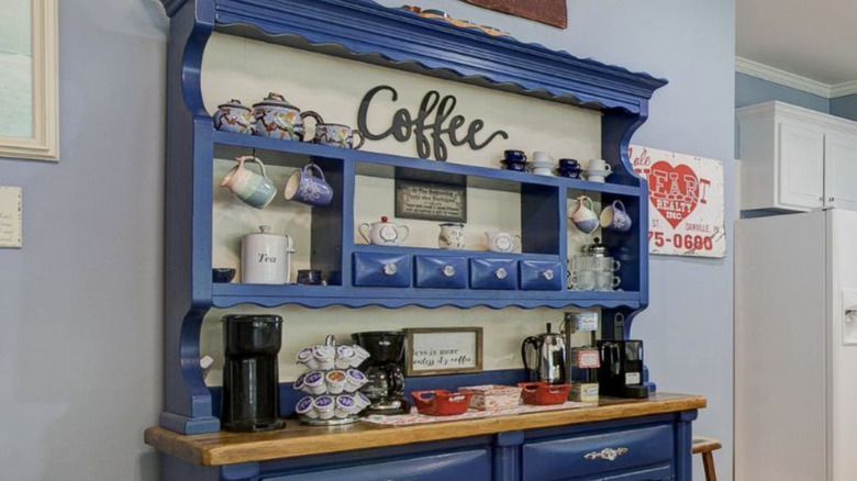 China cabinet made into coffee bar