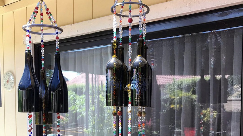 Wine bottle wind chimes