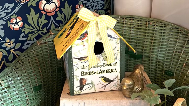 birdhouse made from books