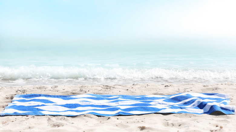 beach towel on sand