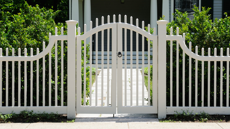 white fence with gate