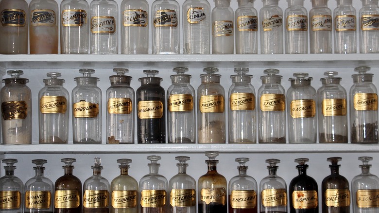 Spice bottles on shelf