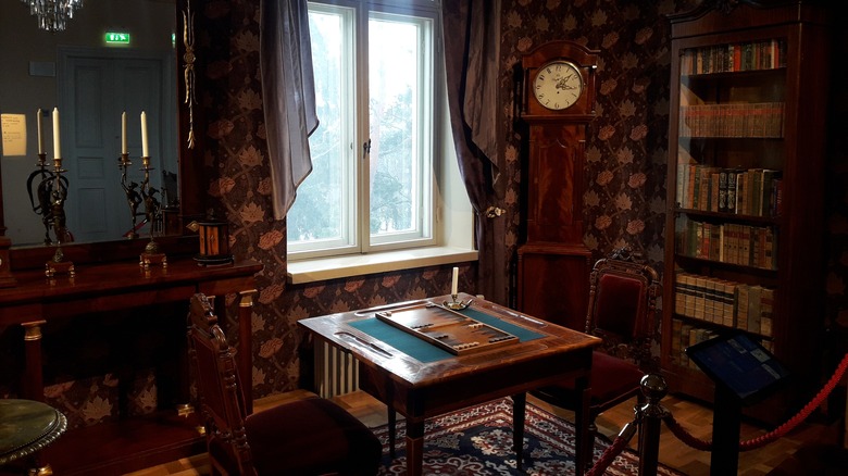 Antique wallpapered room