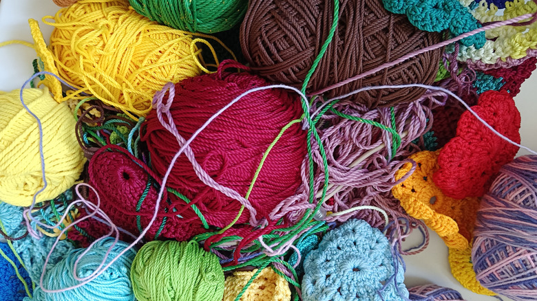 messy yarn in a pile