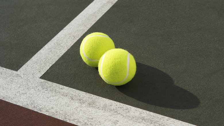 Pile of yellow tennis balls