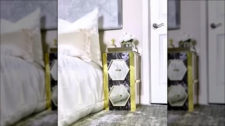 Luxury bedside table made from dollar store items