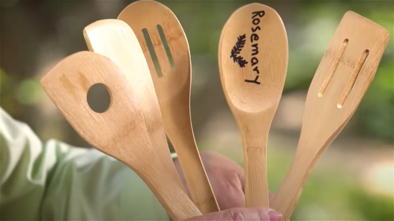 Rosemary written on wooden spoon