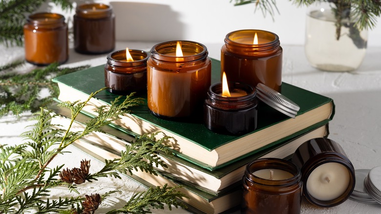 candles on a book