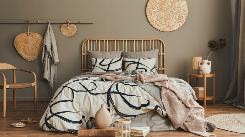 Bedroom with various patterns