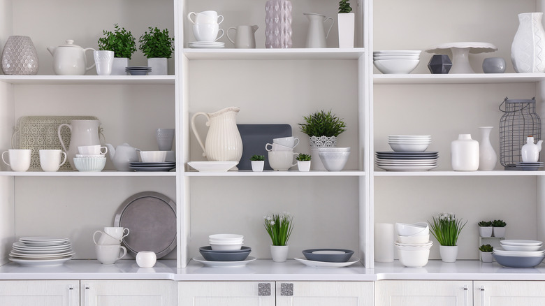 White decorative open shelves