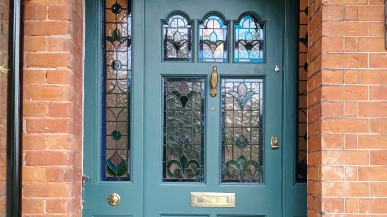 teal door and trim