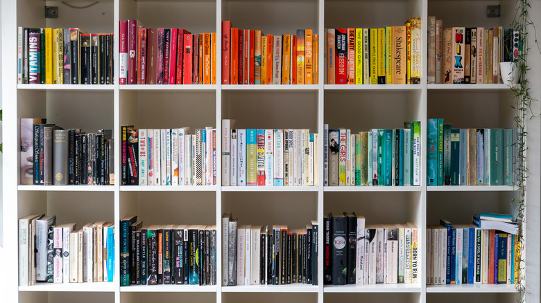 books organized by binding color