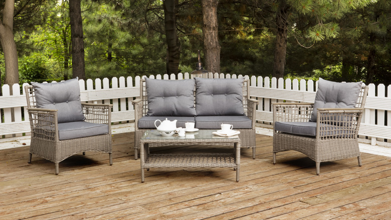 gray outdoor deck seating