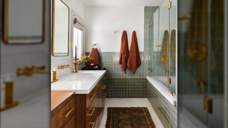 Green tiled bathroom