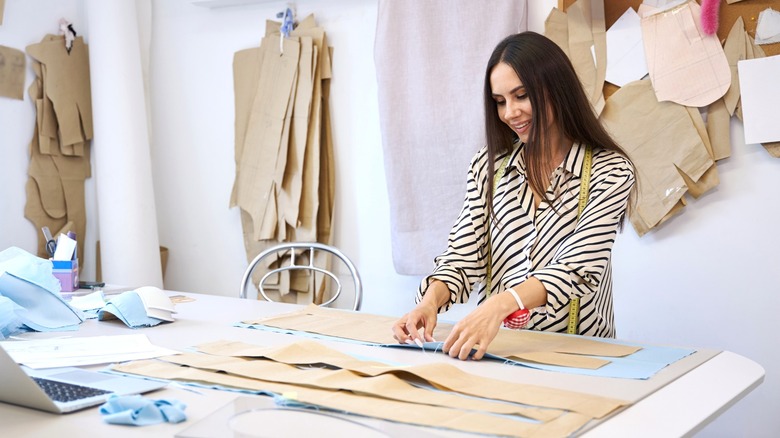 woman working at cutting table