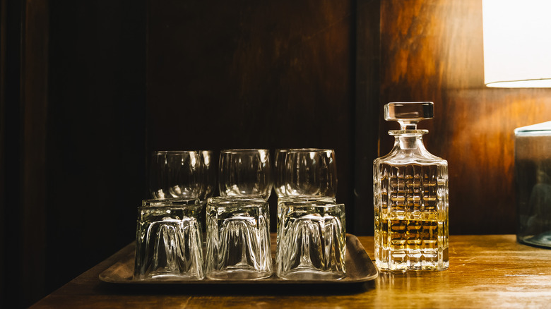 Bar glassware on table