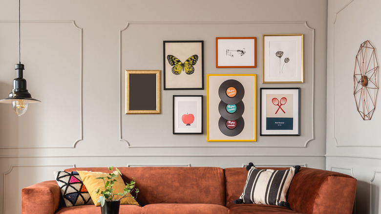 colorful frames in gallery wall