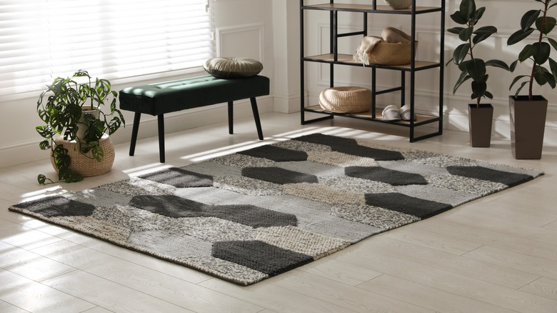 dark patterned rug on floor