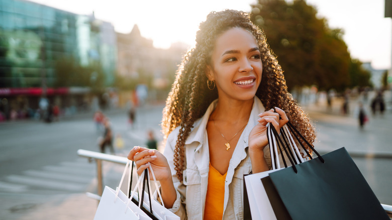 woman shopping with bags