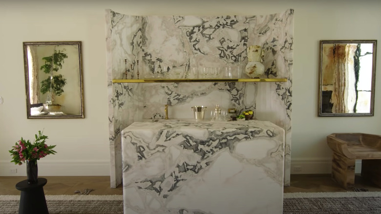 gold and marble home bar