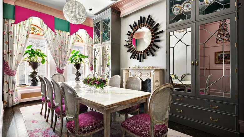 Pink eclectic dining room