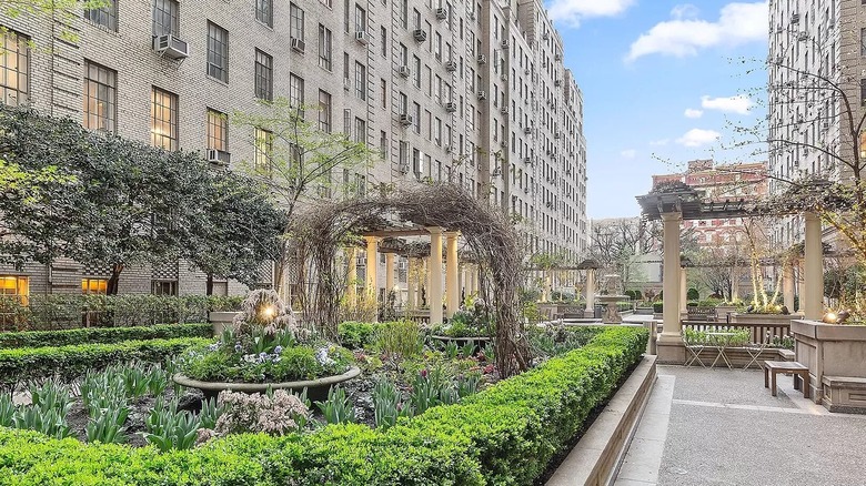 City courtyard with garden