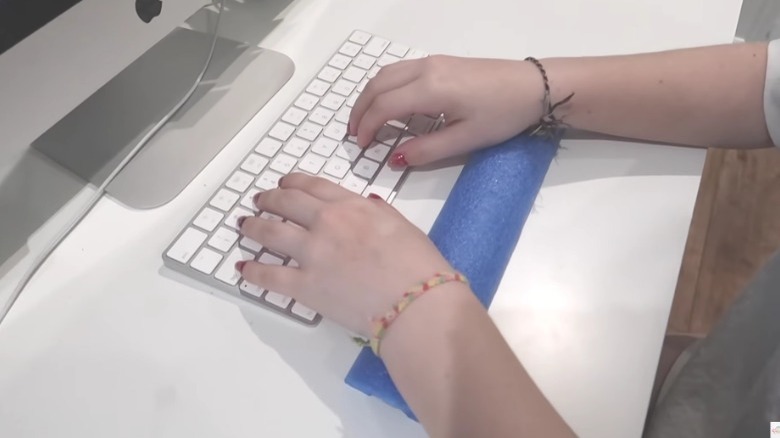 Pool noodle wrist rest 