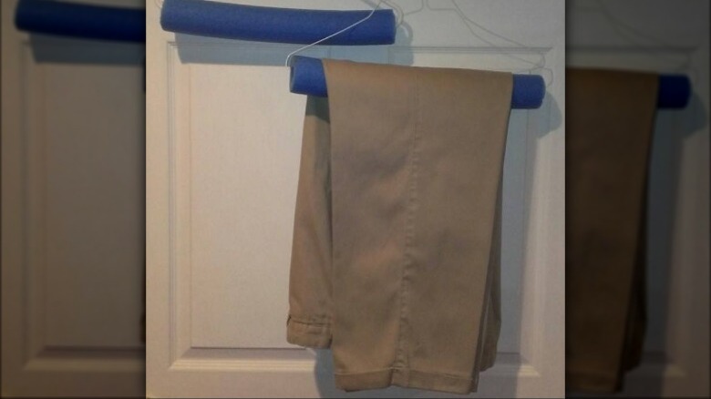 pool noodle on clothes hanger