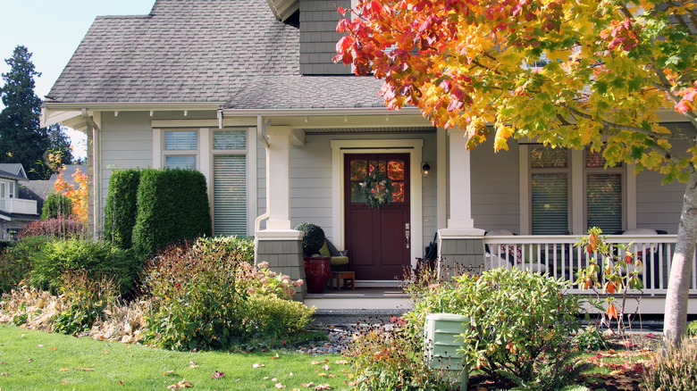House with autumn foliage