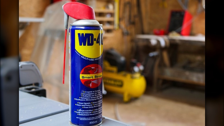 WD-40 can in garage