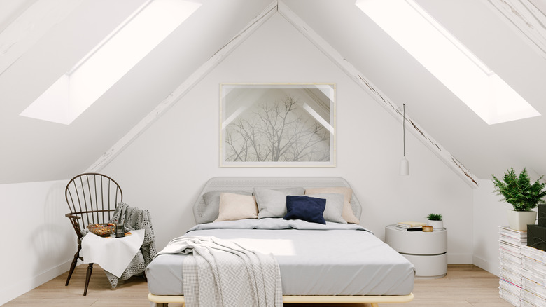 A Scandinavian-style attic bedroom