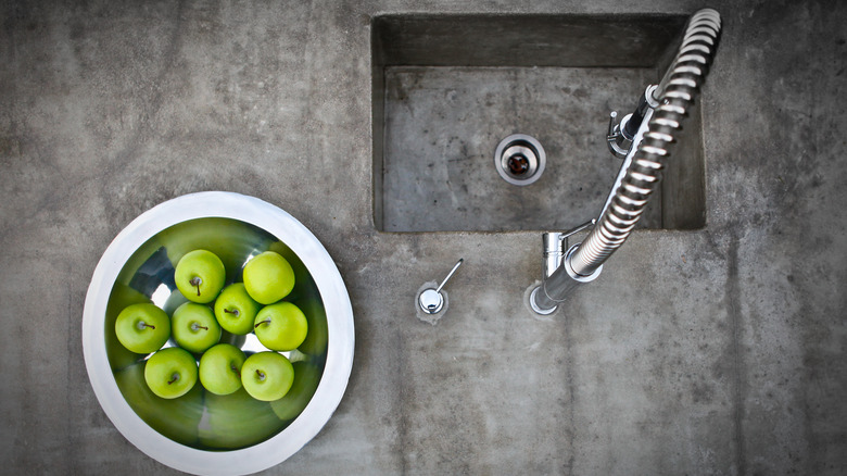 concrete countertop with sink