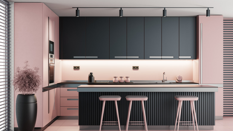 pink and gray kitchen