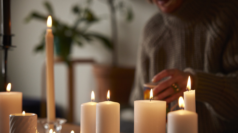 Candles on table