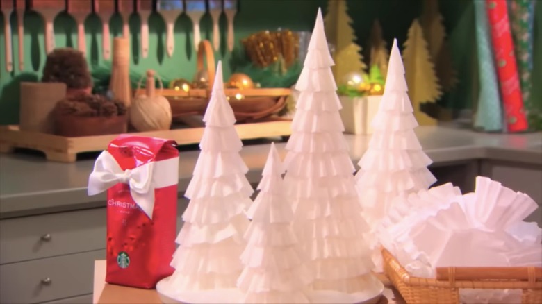 christmas trees made from coffee filters