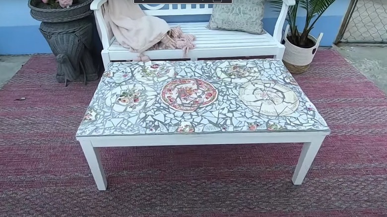 Creating a mosaic tabletop from plates