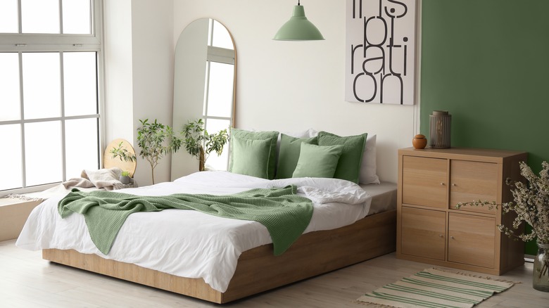 bedroom with soft green shades