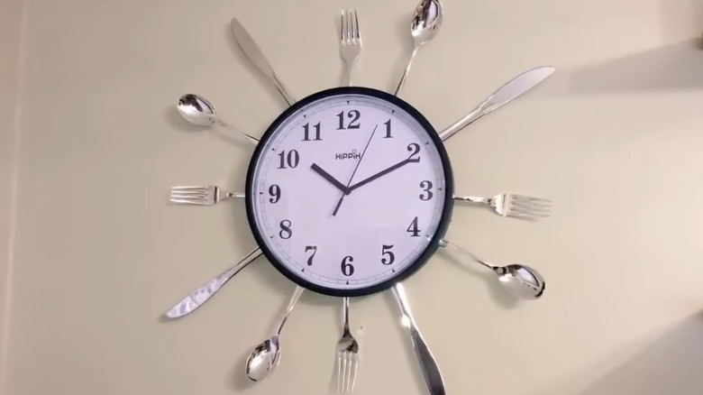 Kitchen clock with silverware