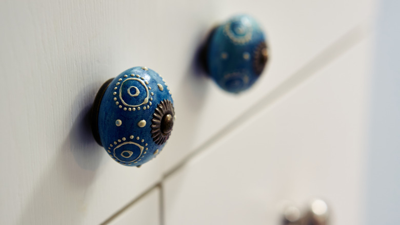 Blue cabinet knobs