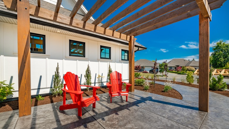 sunny patio with pergola