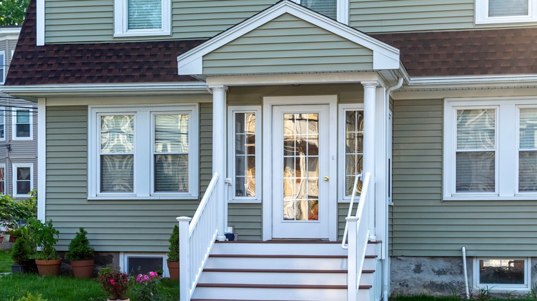 home exterior with glass door