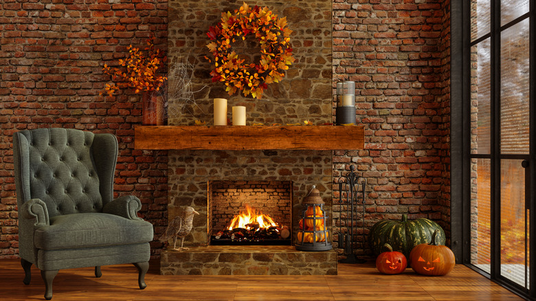 room decorated for fall