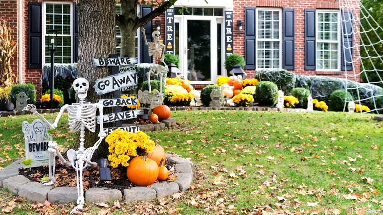 Halloween decor outside home