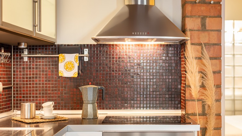 european kitchen with tile backsplash