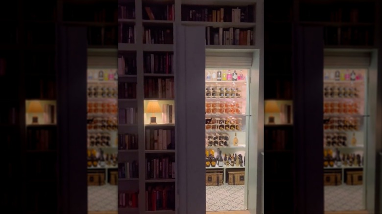 alcohol hidden behind bookcase