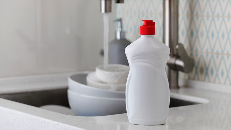 dish soap next to sink