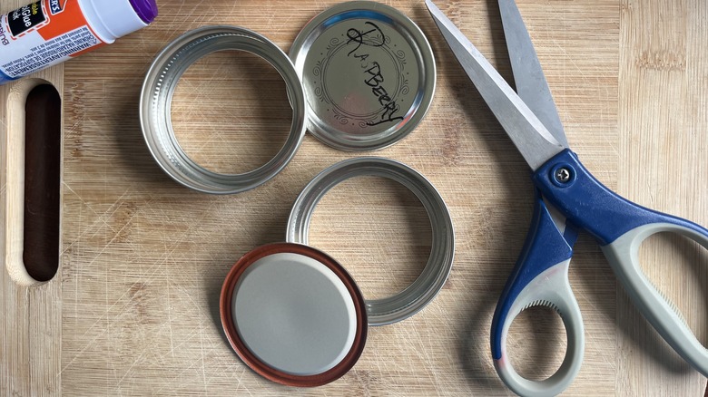Mason jar lids with scissors